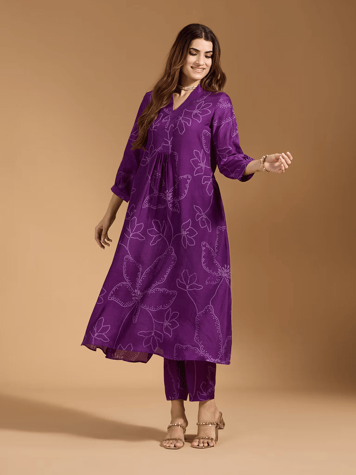 Rayon Printed Outfit Set - Elegant 3 Piece Kurtha