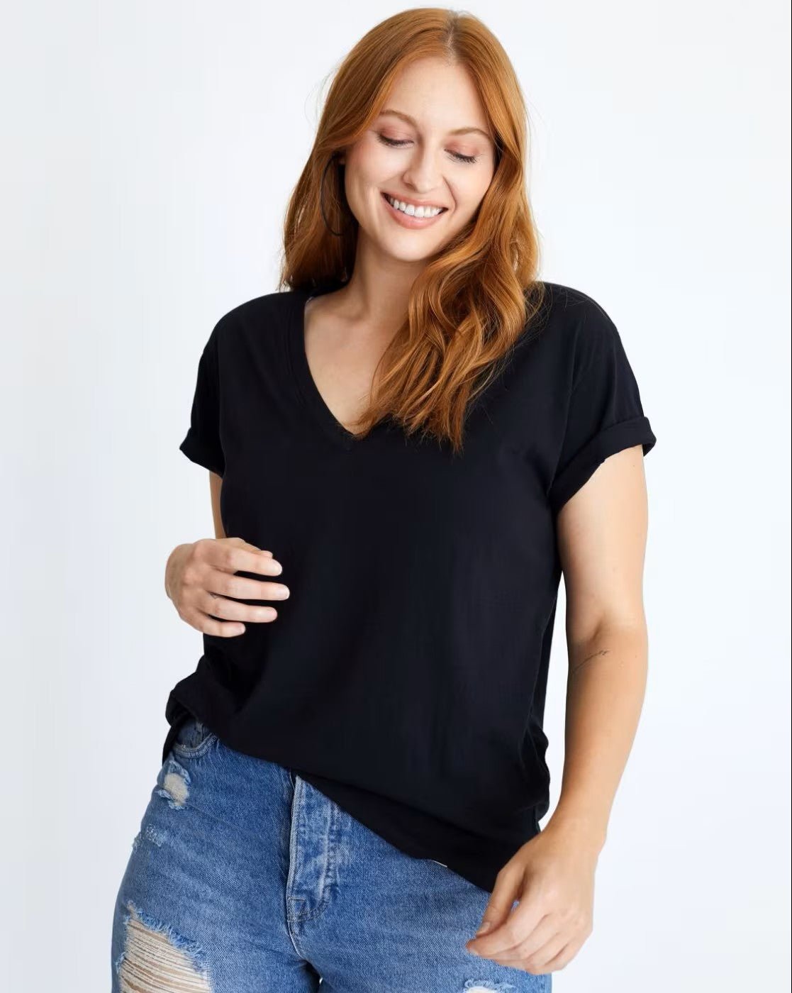 Relaxed Fit V-Neck T-Shirt for Women