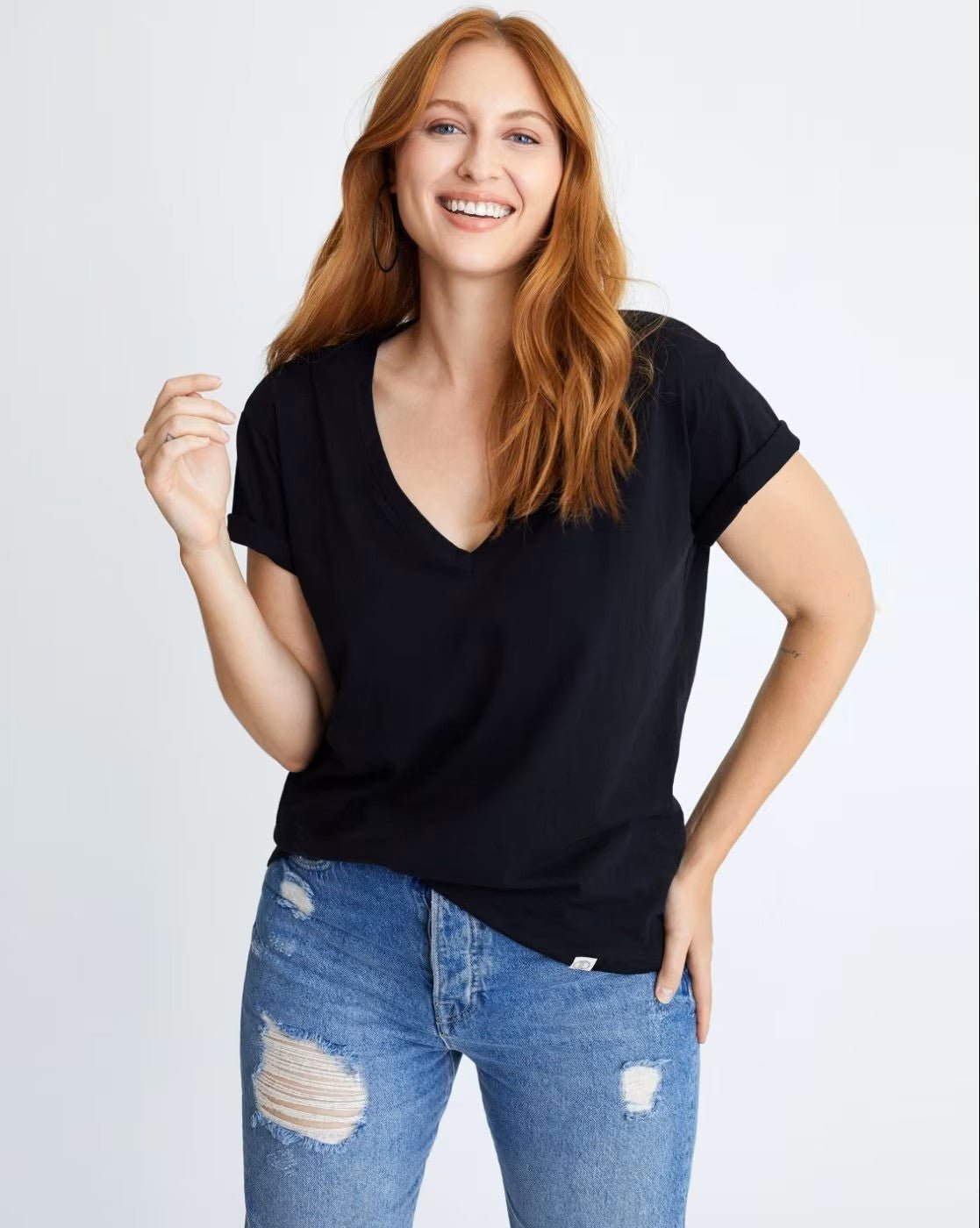 Relaxed Fit V-Neck T-Shirt for Women