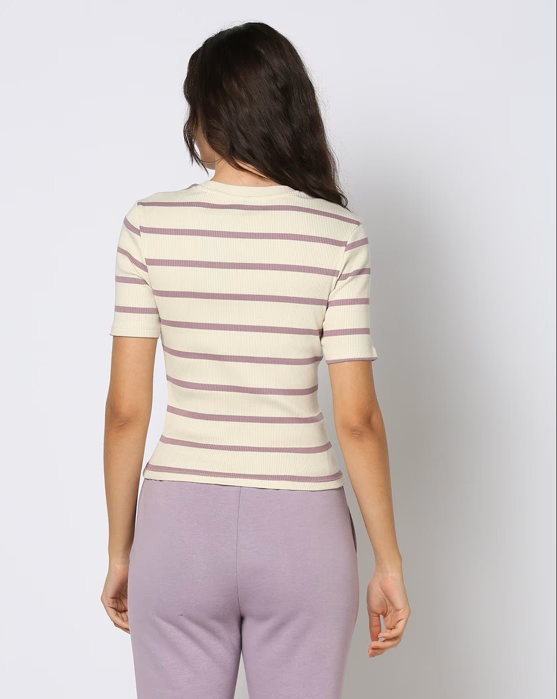Ribbed Cotton Blend T-Shirt for Women