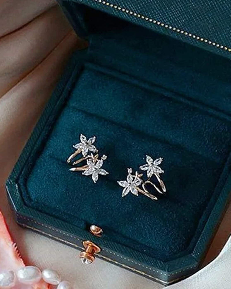 Rose Gold Diamond Studded Ear Cuffs – Elegant Brass Ear Jewelry for Women - aromie