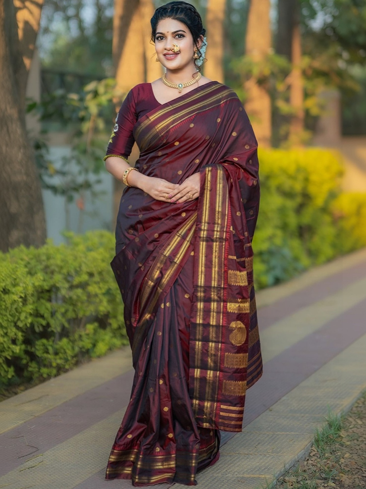 Maroon sequin embellished saree online in silk fabric, perfect for festive and wedding occasions