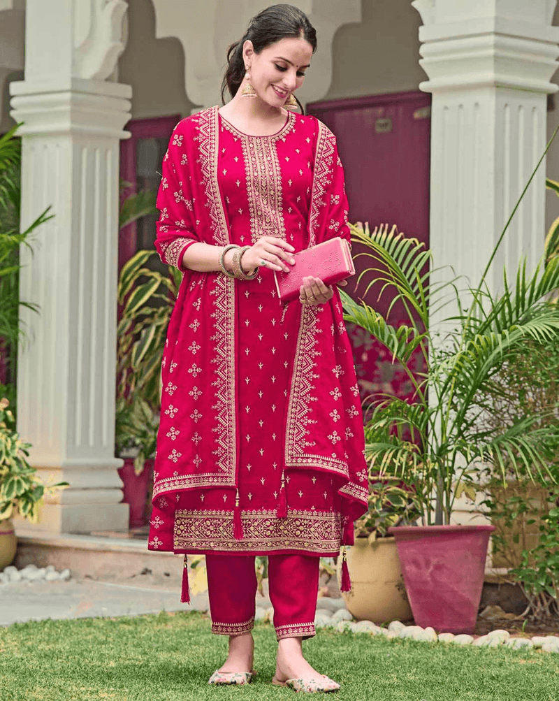 Aromie Sequined Embroidered Kurta Suit Set for Women