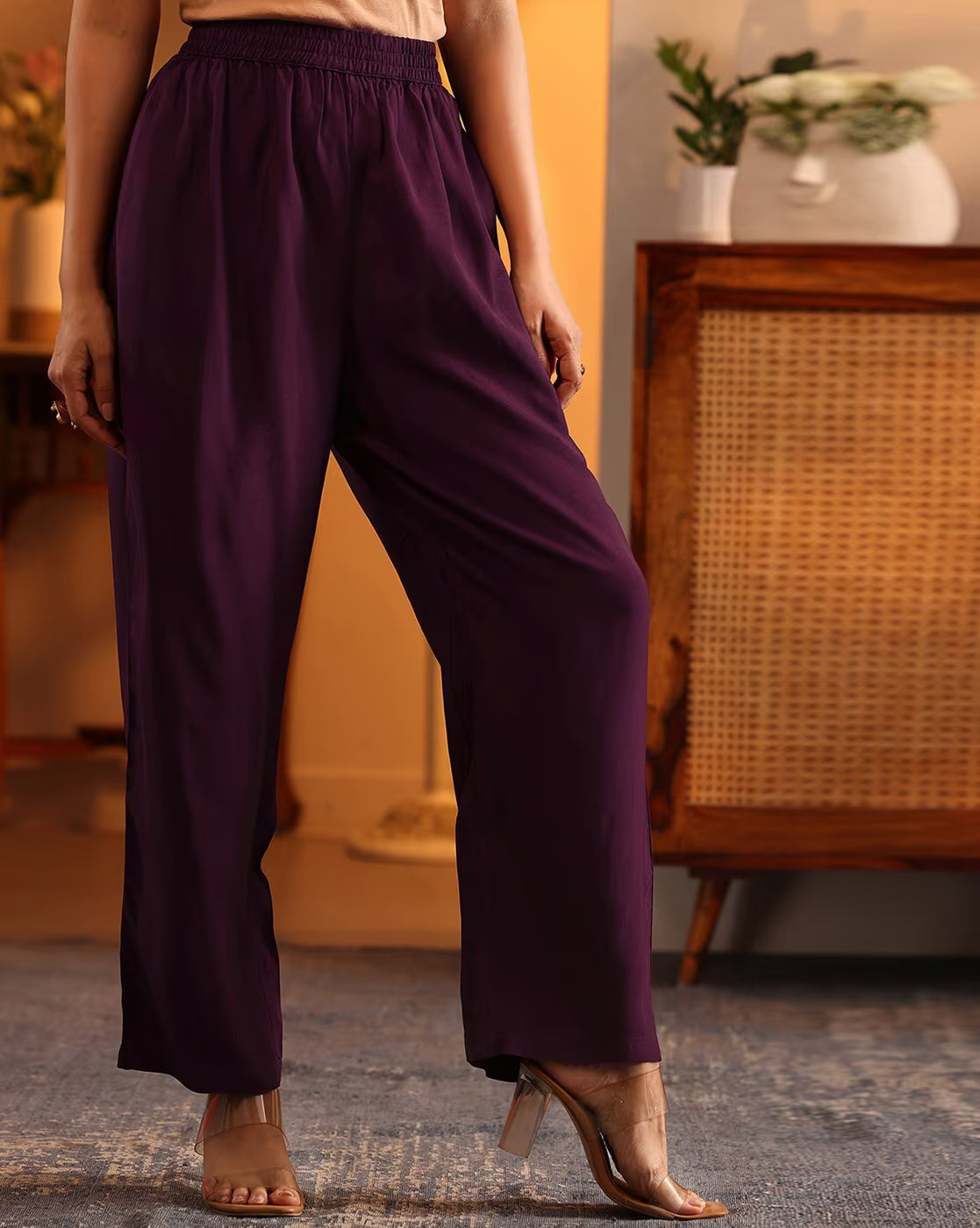 Aromie Women Sequined Kurta Set featuring elegant purple trousers for stylish outfits in the USA