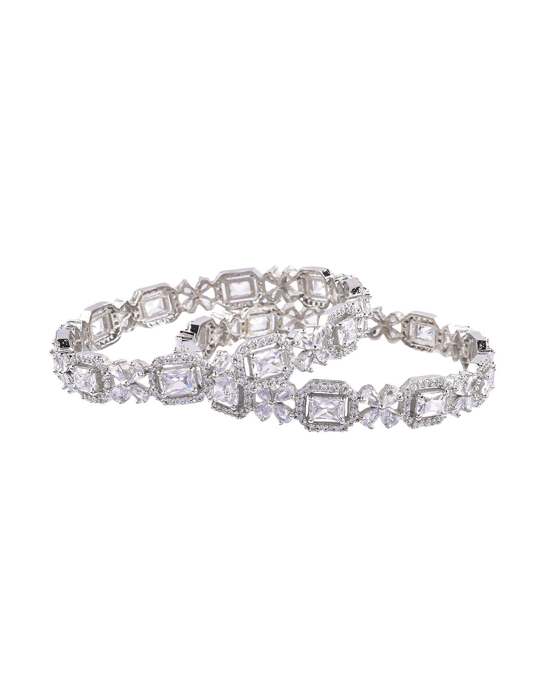 Set of 2 Slip - On Bangles 2.6 & 2.8 – Elegant Alloy Bangles for Women - aromie
