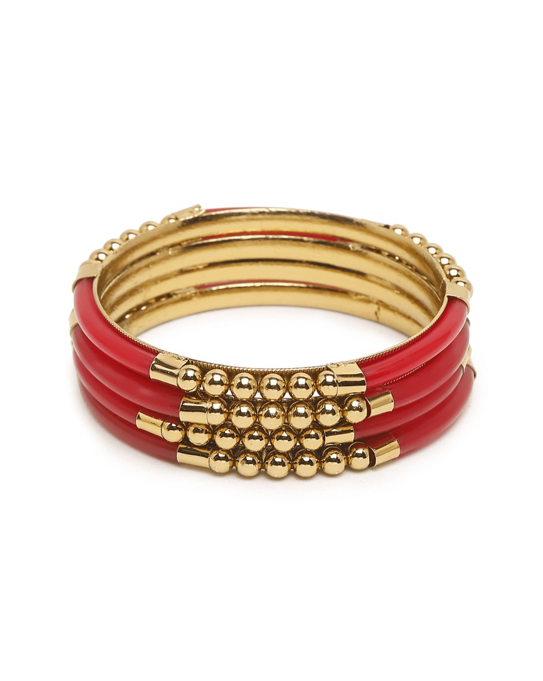 Set of 4 Gold - Plated Bangles (2.4 & 2.6) with Necklace, Earrings, and Mangtika – Elegant Jewelry Set - aromie
