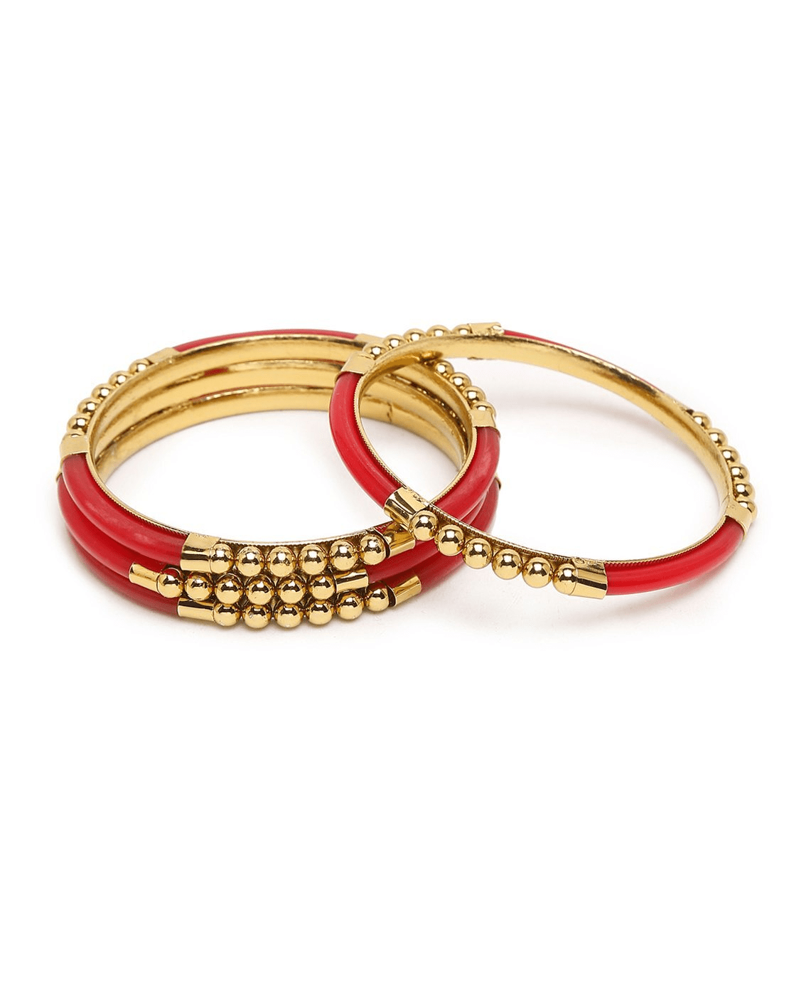 Set of 4 Gold - Plated Bangles (2.4 & 2.6) with Necklace, Earrings, and Mangtika – Elegant Jewelry Set - aromie