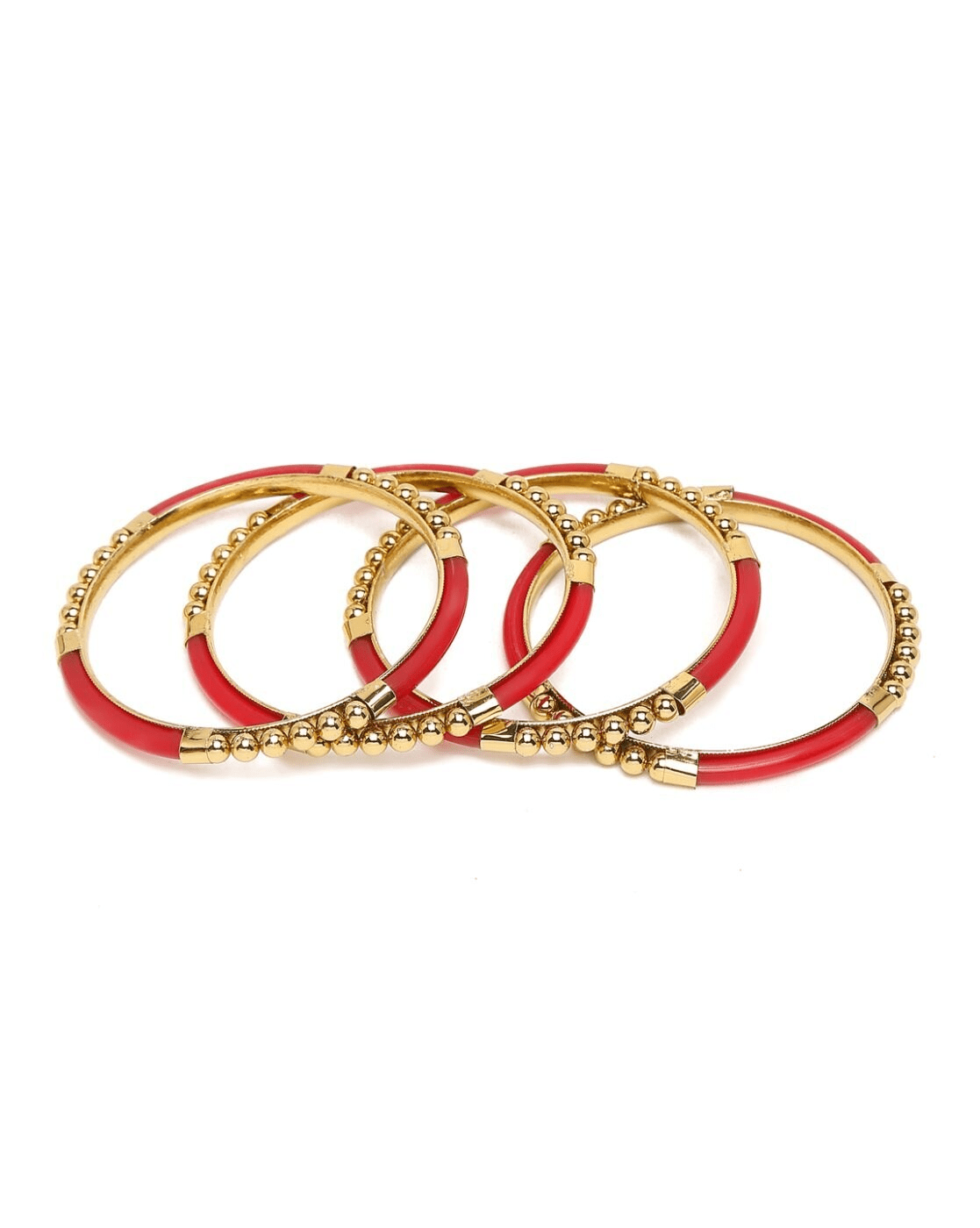 Set of 4 Gold - Plated Bangles (2.4 & 2.6) with Necklace, Earrings, and Mangtika – Elegant Jewelry Set - aromie