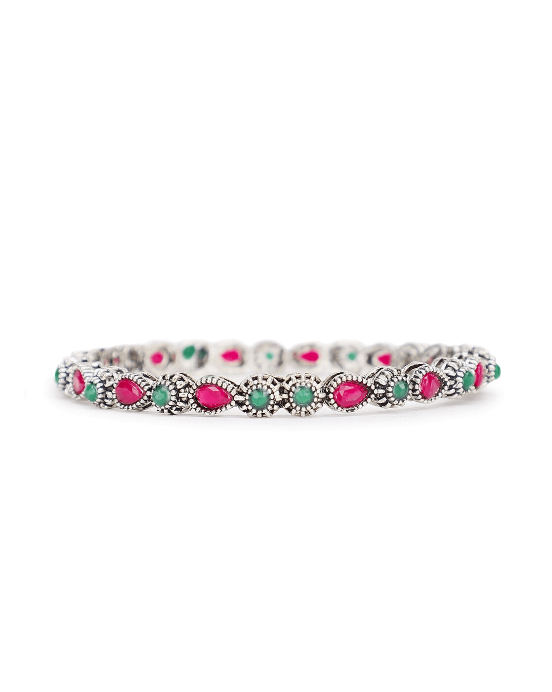 Set of 4 Oxidised Stone - Studded Bangles 2.6 &2.8 - aromie