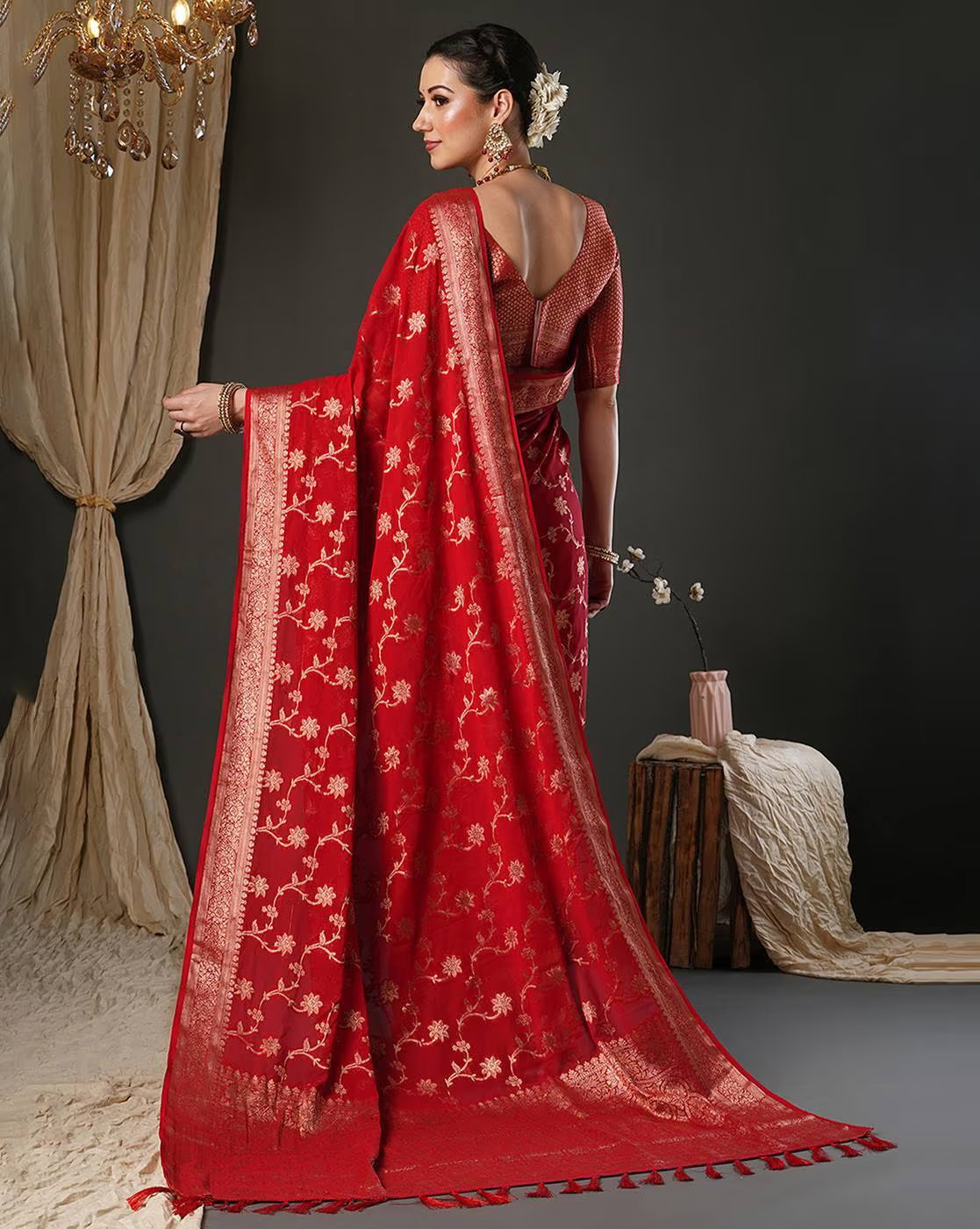 Elegant silk blend pink saree Canada with intricate design and graceful draping for special occasions
