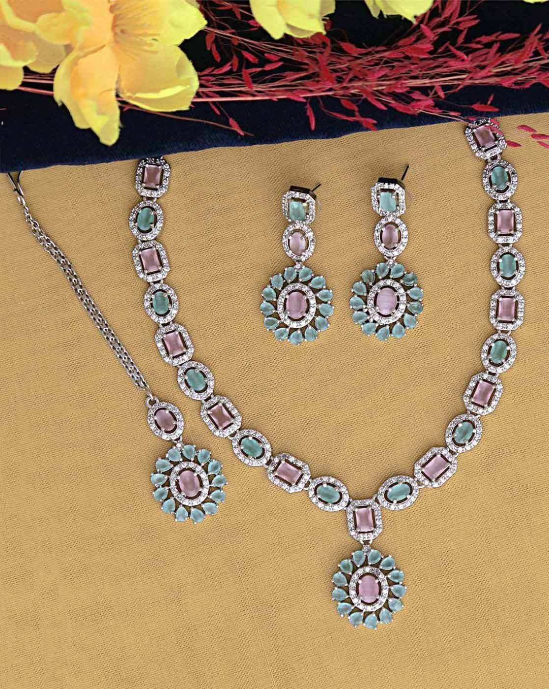 Silver - Plated Zink Alloy Necklace and Earrings Set for Women – Casual Everyday Jewelry - aromie
