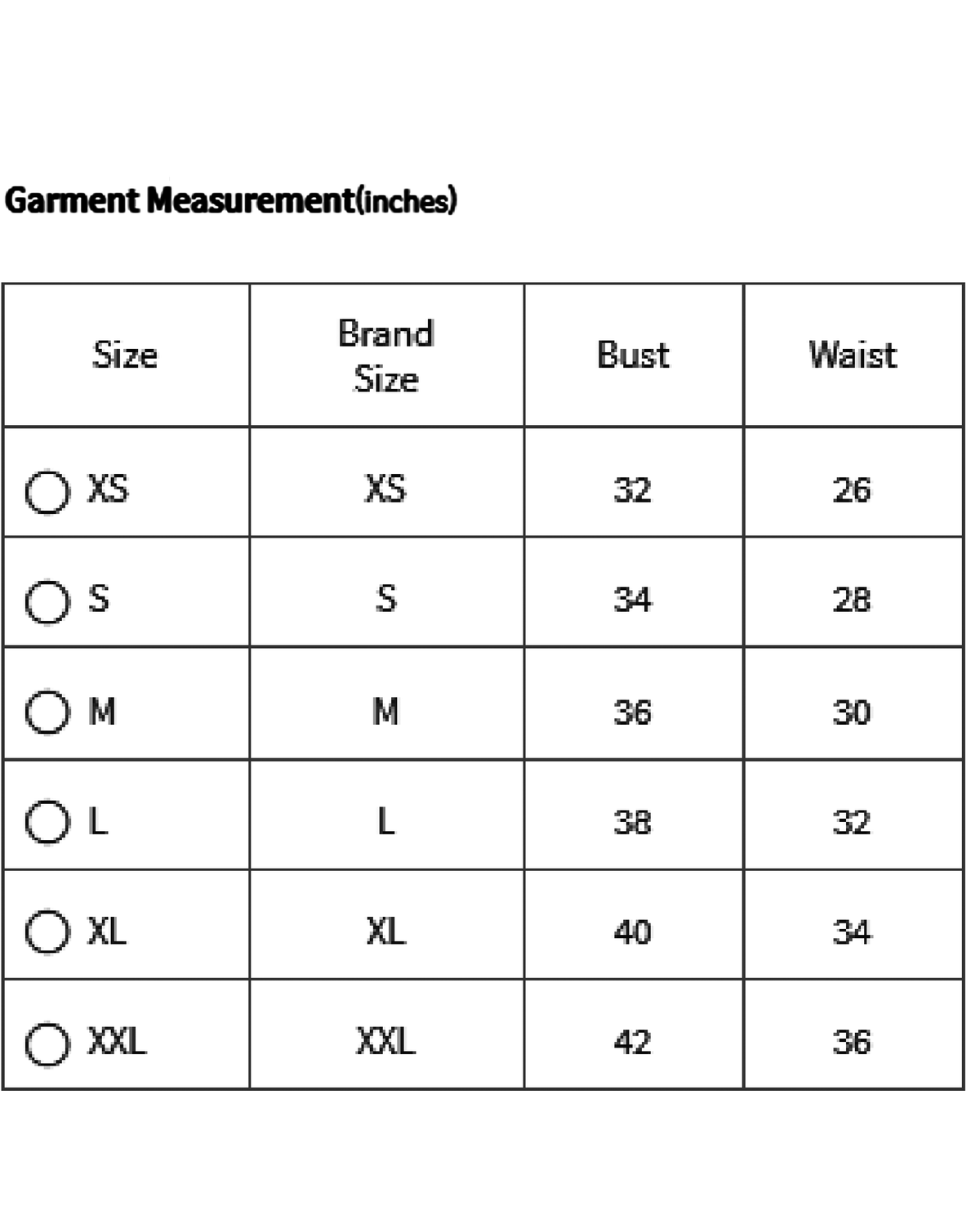 Size chart showing bust and waist measurements for sleeveless V-neck dress summer by Aromie