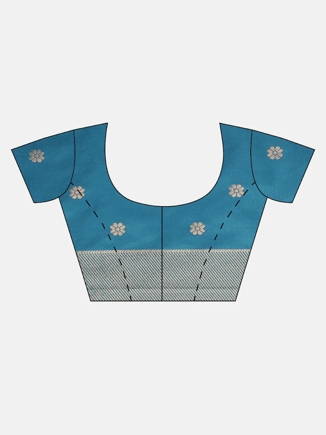 Blue soft silk saree blouse design with floral embroidery, perfect for weddings in Canada