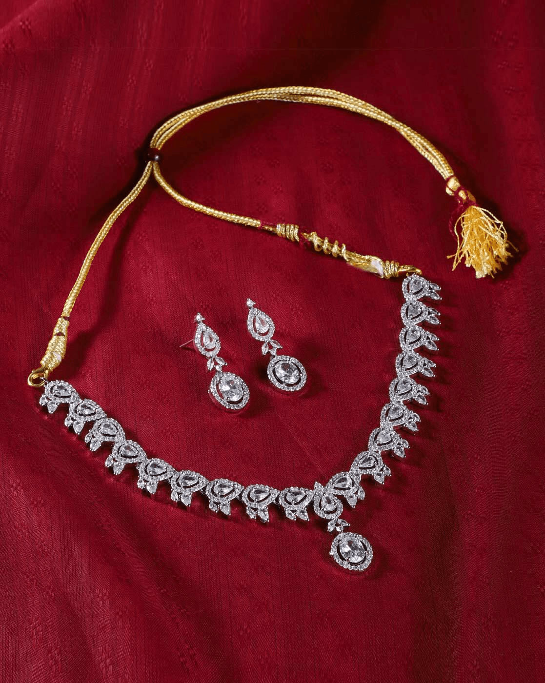 Stone - Studded Necklace & Earrings Set - aromie