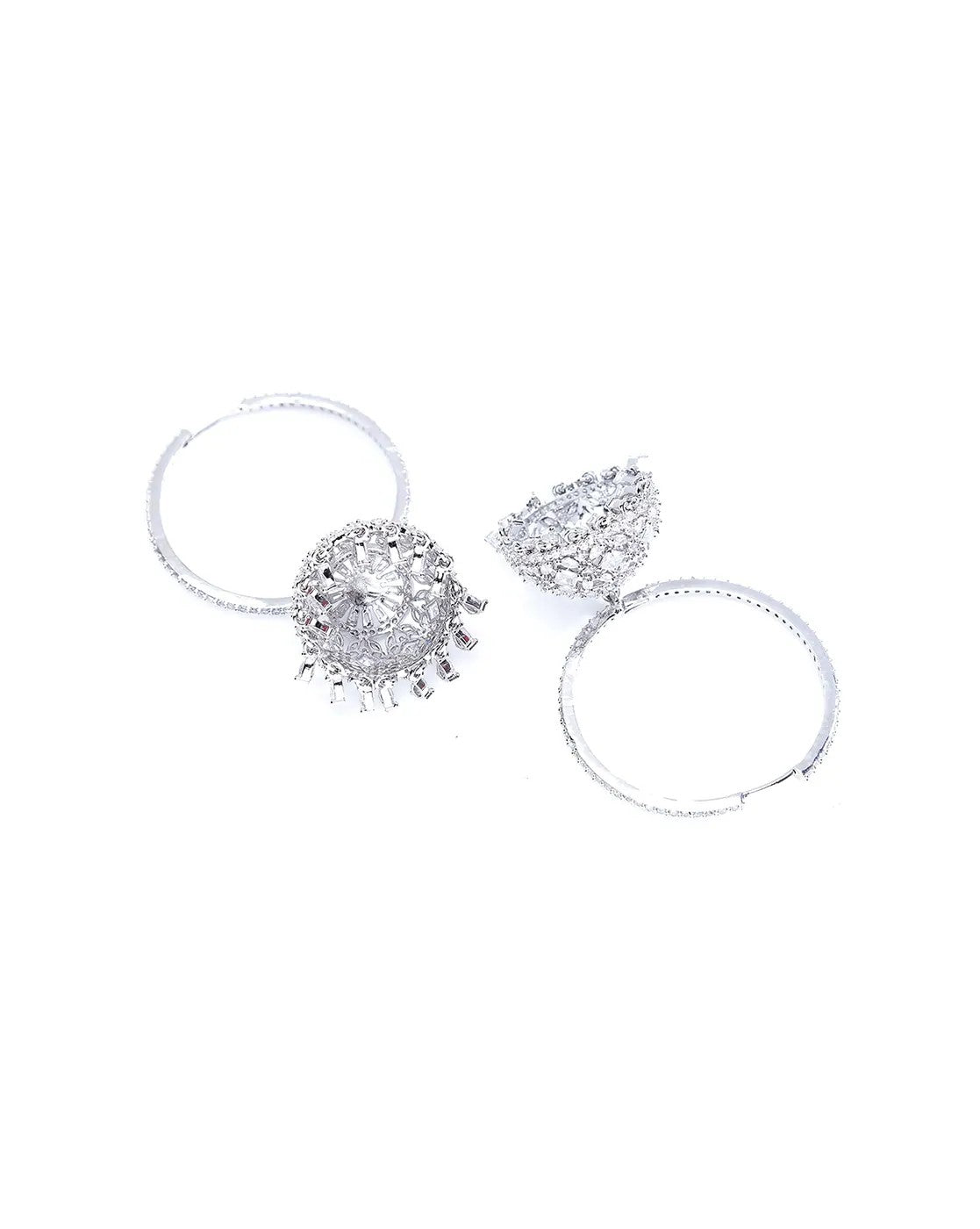 Stylish Rhodium - Plated Studded Hoop Earrings for Women – Elegant and Everyday Ready - aromie