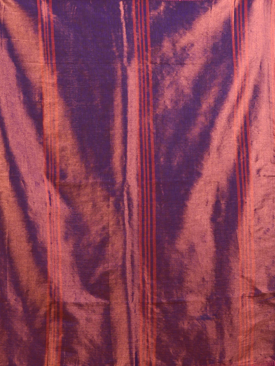 Front view of a purple tissue saree from Aromie, featuring elegant stripes, perfect for festive occasions in Canada