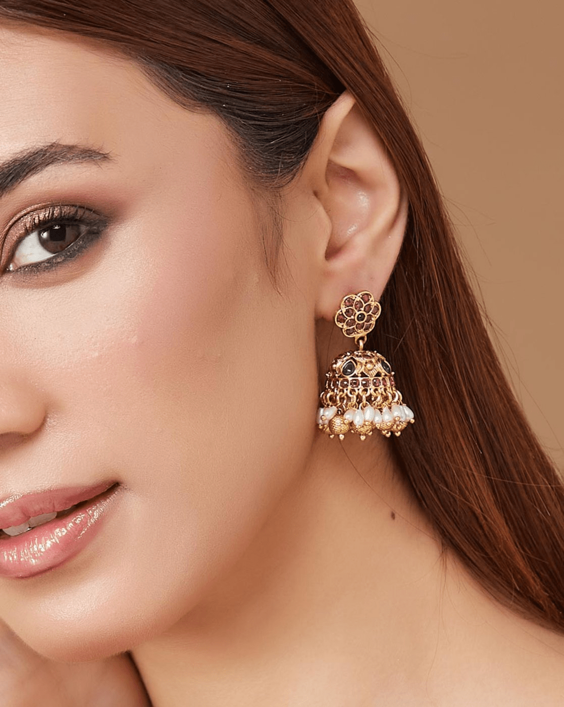 Traditional Metal Jhumka Earrings for Women – Ethnic Drop Design - aromie