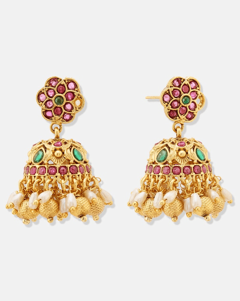 Traditional Metal Jhumka Earrings for Women – Ethnic Drop Design - aromie
