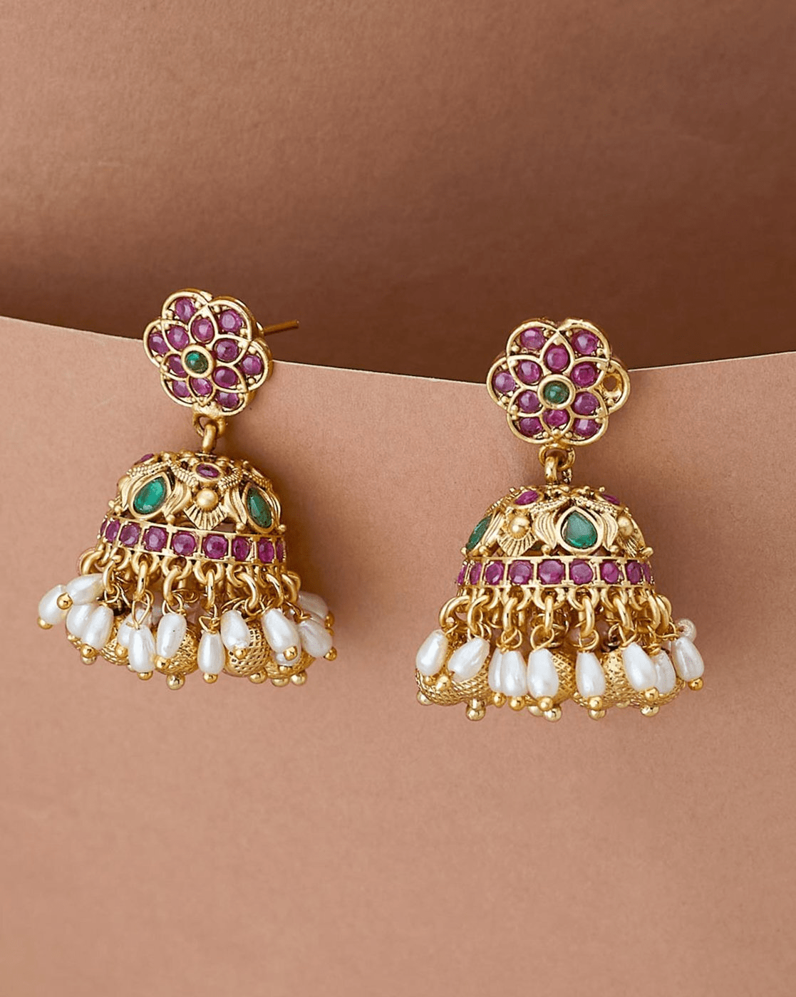 Traditional Metal Jhumka Earrings for Women – Ethnic Drop Design - aromie