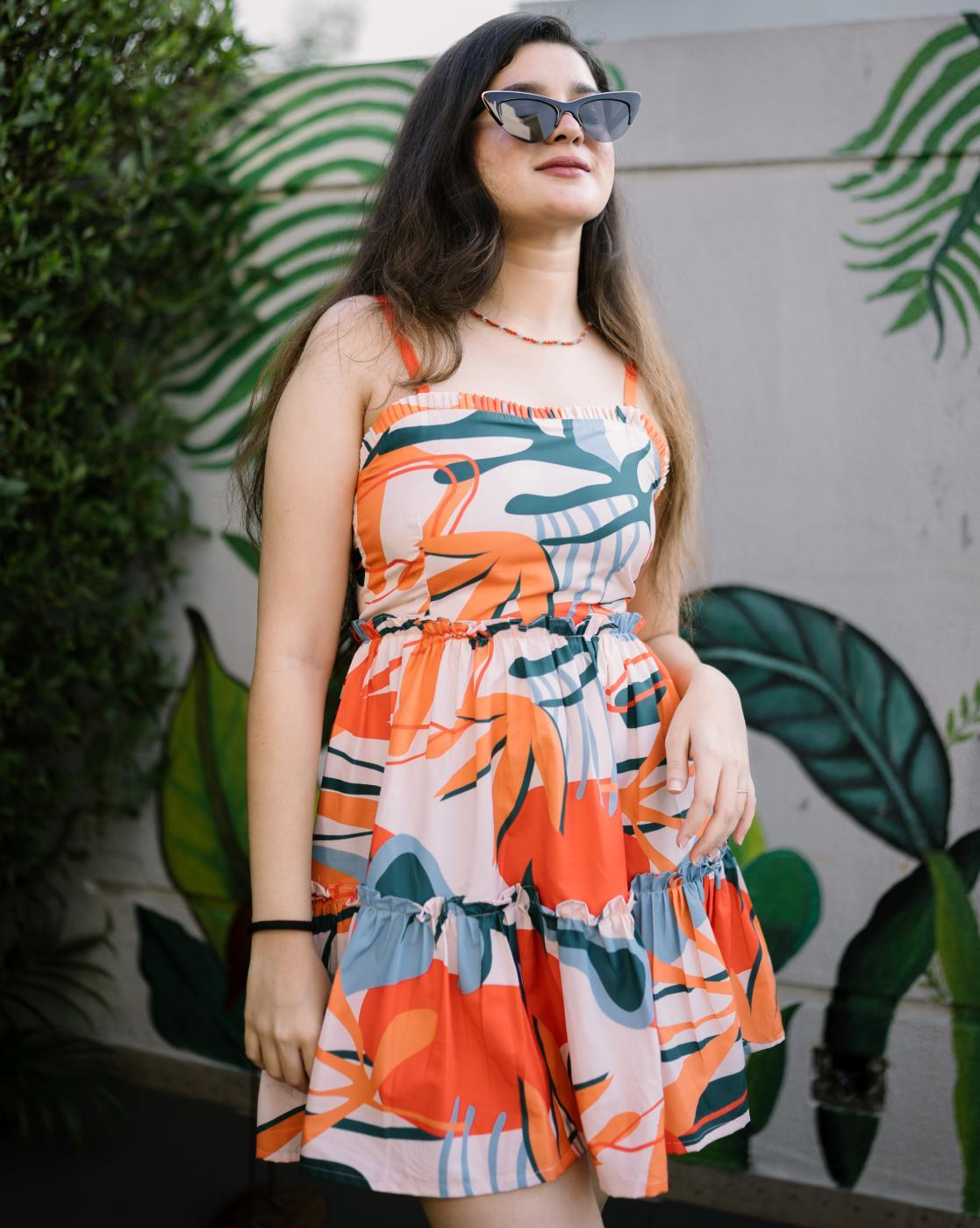 Tropical Fit and Flare Dress for Summer Style