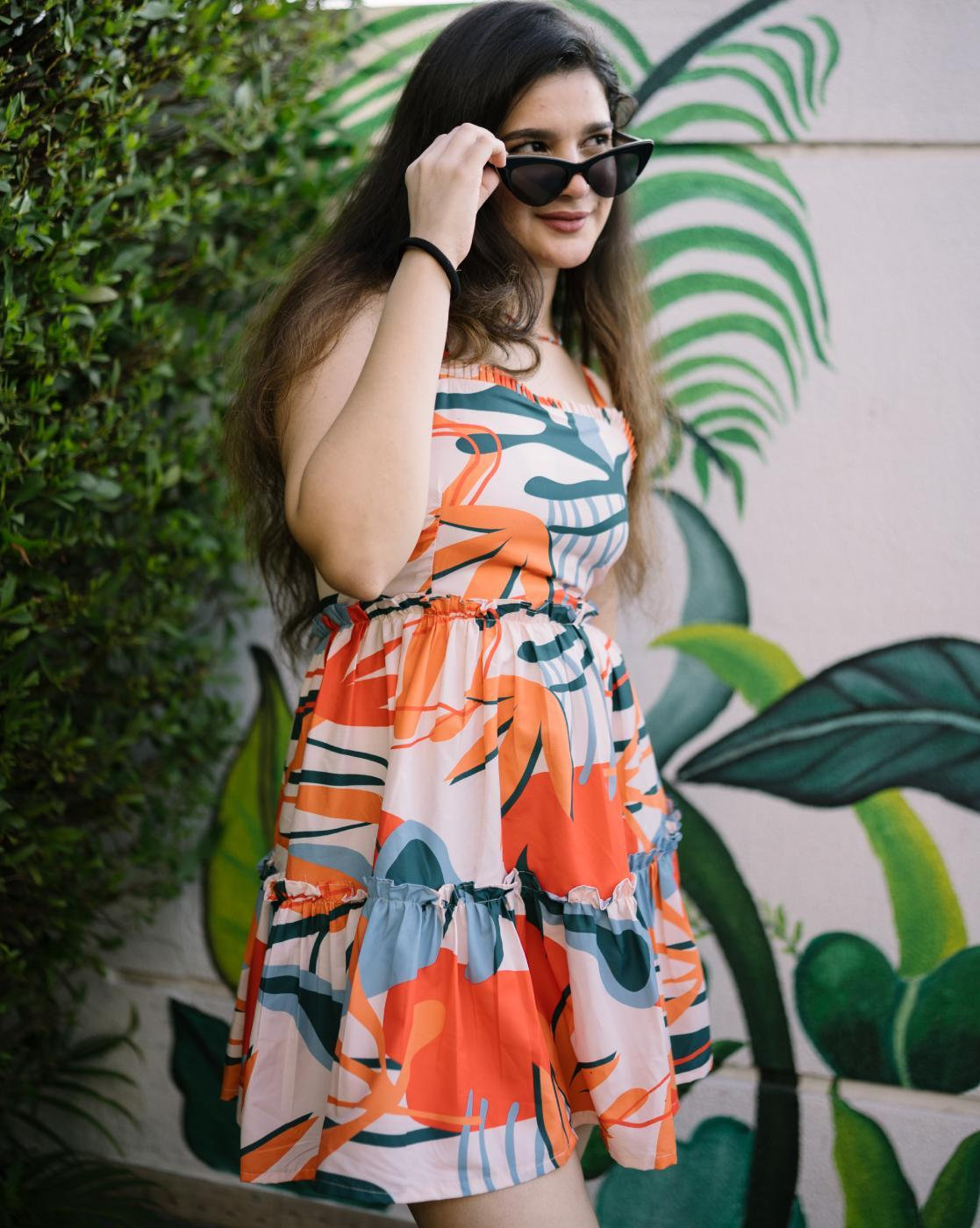 Tropical Fit and Flare Dress for Summer Style