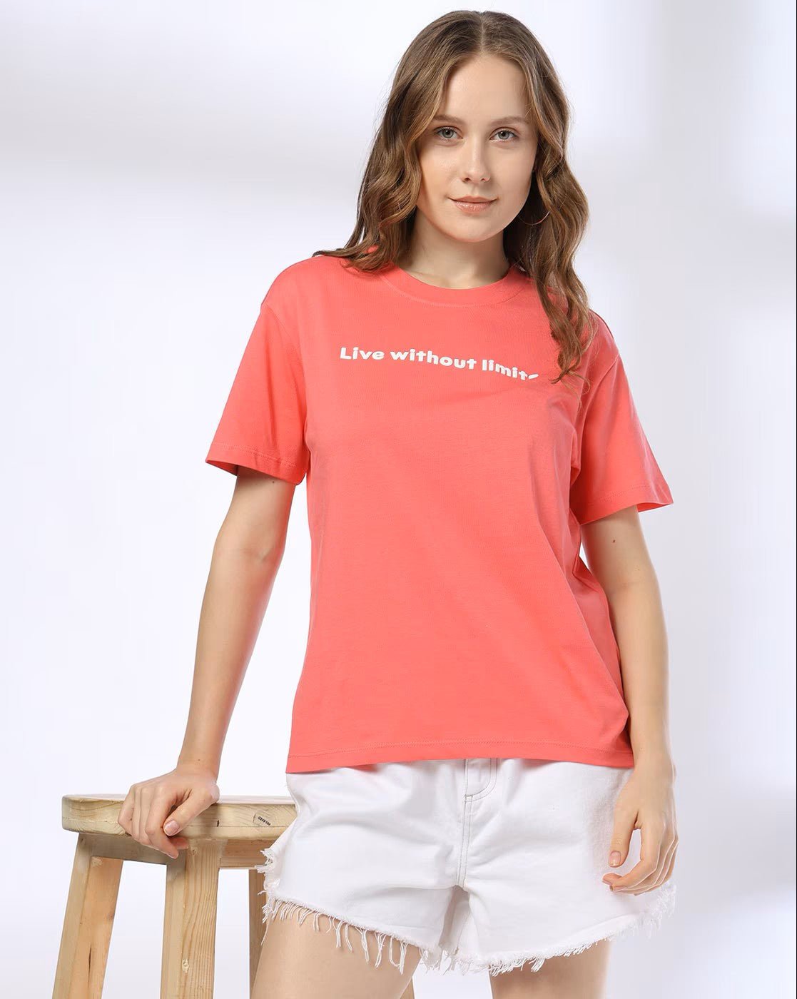 Women Typographic Print Regular Boxy Fit Crew-Neck T-Shirt