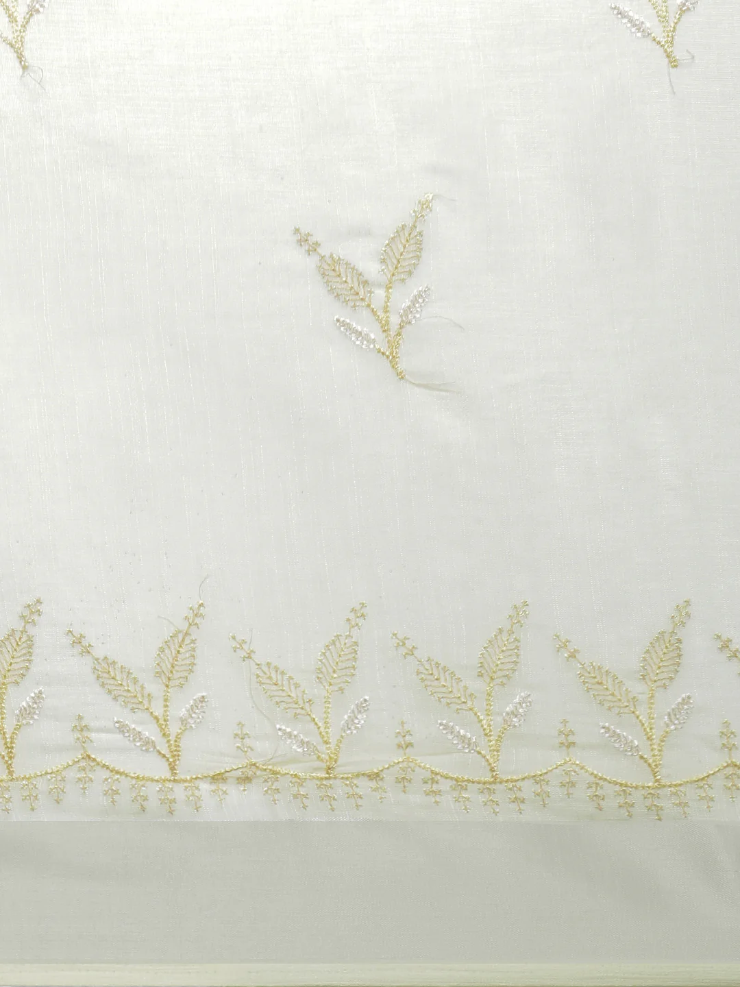 Lemon yellow semi linen embroidered saree online Canada, featuring delicate embroidery and elegant design for special occasions.