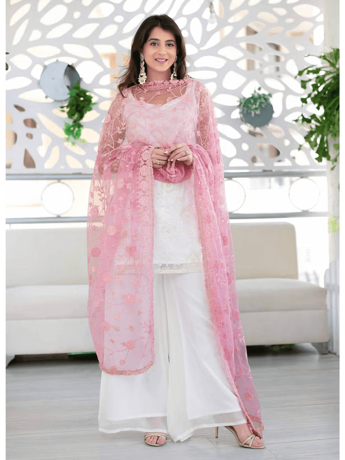 White Kurta Palazzo Set Canada: Elegant 3-Piece