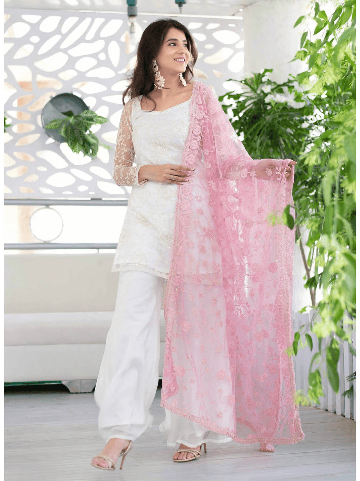 White Kurta Palazzo Set Canada: Elegant 3-Piece