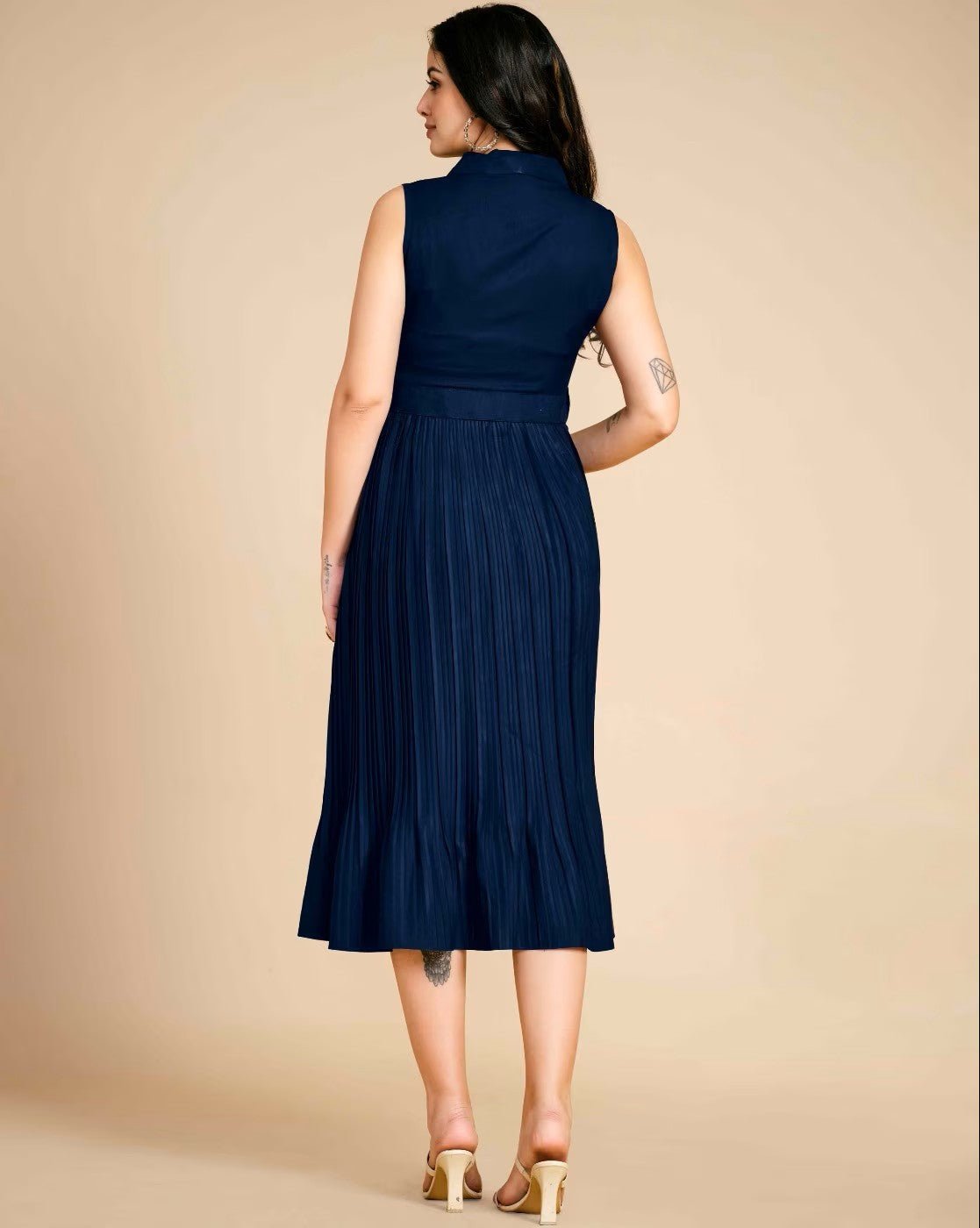 Women Sleeveless Fit & Flare Dress – Stylish Polyester Dress for Parties - aromie