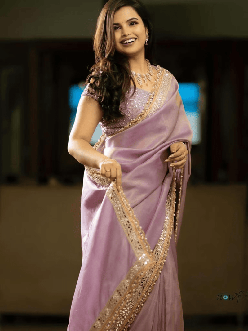 Women’s Designer Saree with Unstitched Blouse | Elegant Saree for Weddings & Parties in Canada - aromie