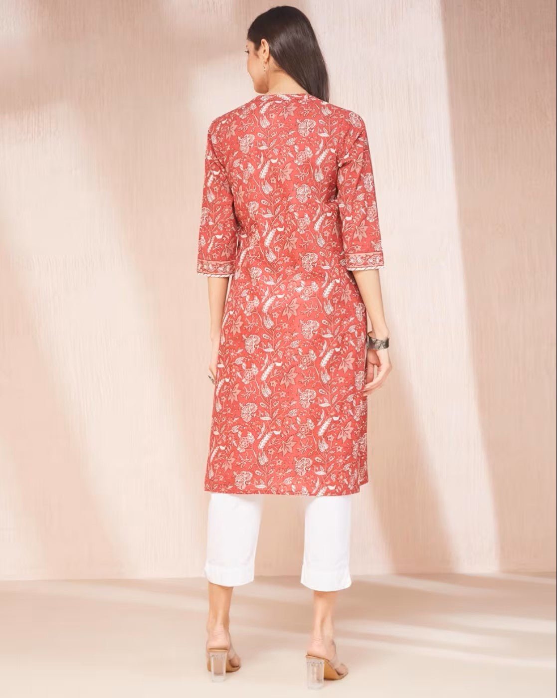 Women's Floral Print Cotton Kurta with Dupatta - aromie