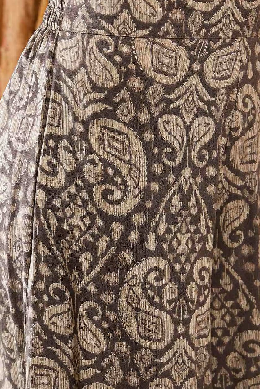 Elegant women's rayon kurta set with intricate gray floral patterns perfect for casual wear
