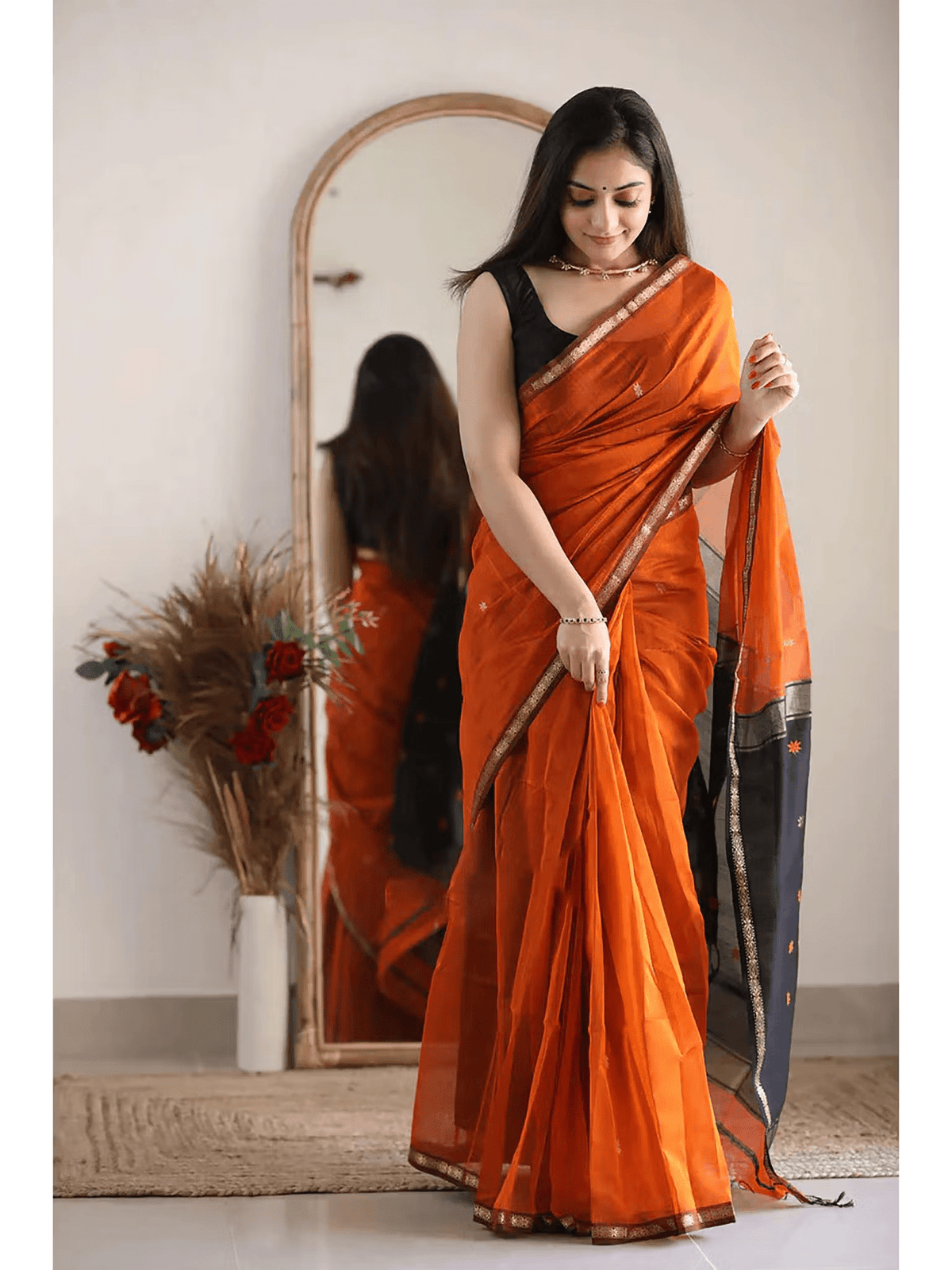 Woven Designer Cotton Silk Saree with Unstitched Blouse - aromie