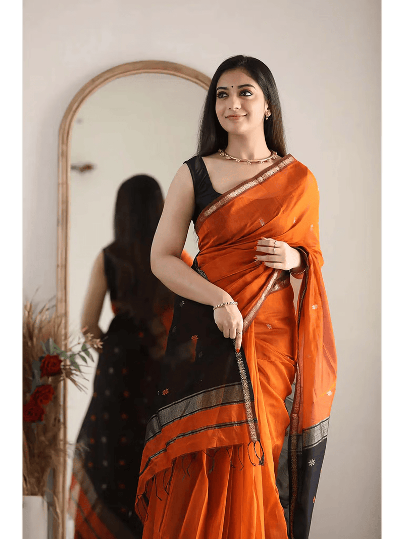 Woven Designer Cotton Silk Saree with Unstitched Blouse - aromie