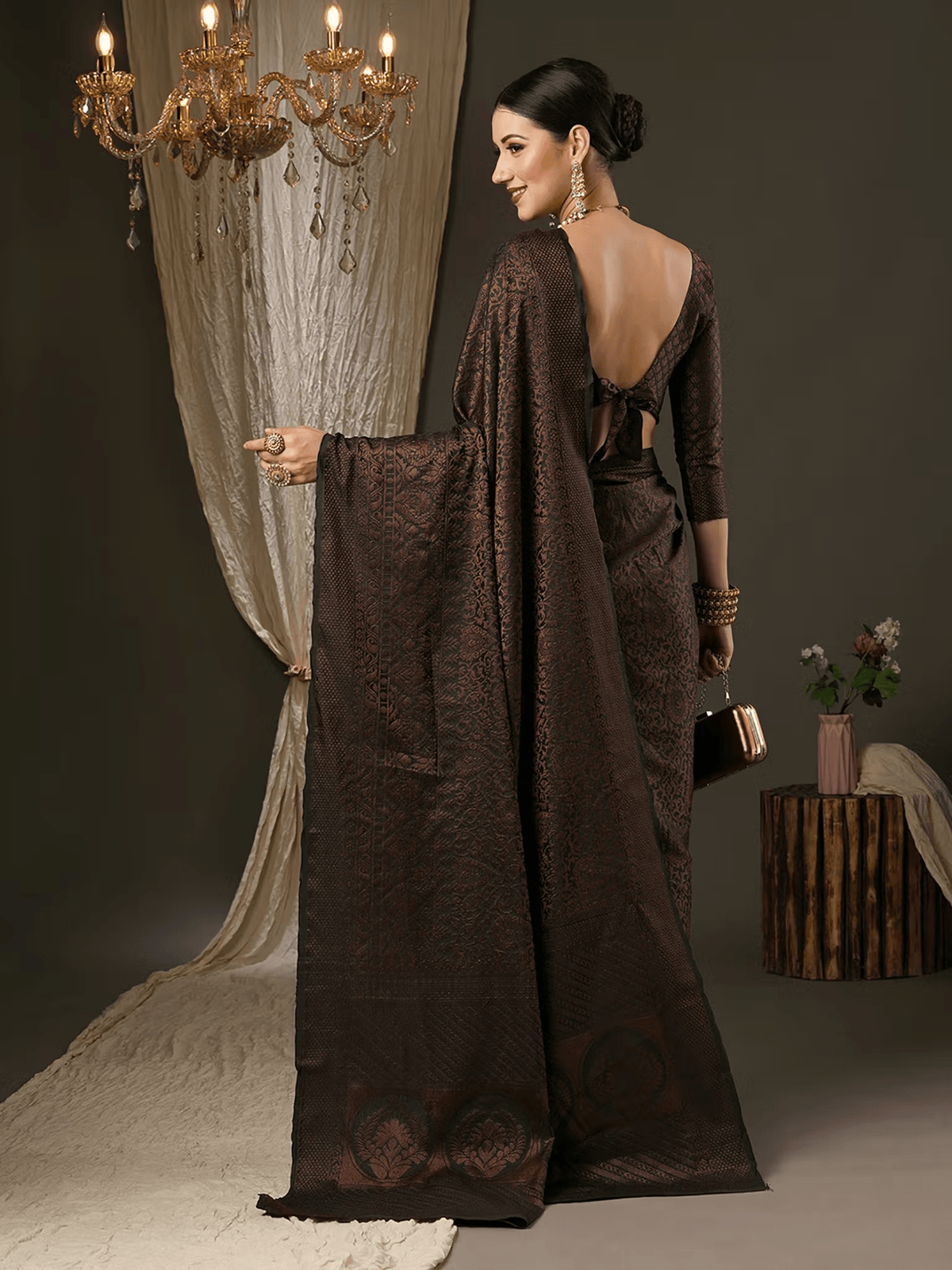 Woven Silk Saree for Special Occasions – Includes Unstitched Blouse - aromie