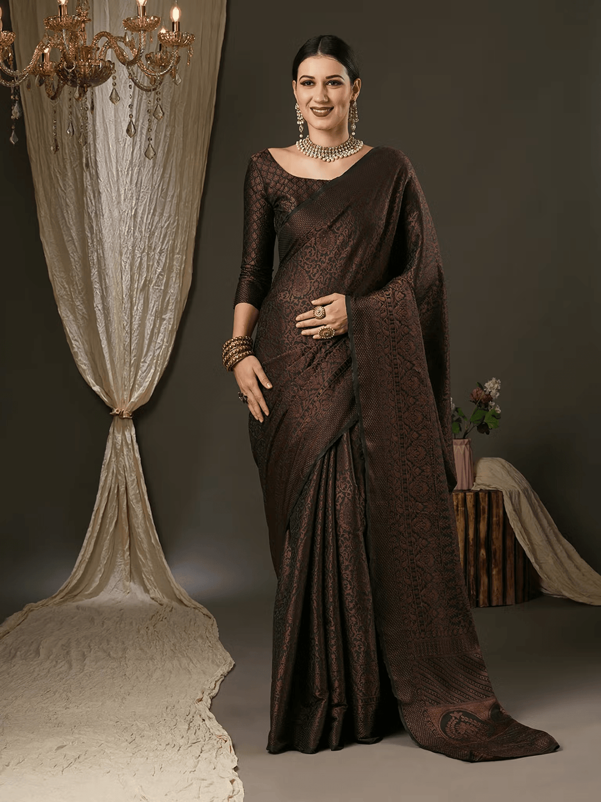 Woven Silk Saree for Special Occasions – Includes Unstitched Blouse - aromie