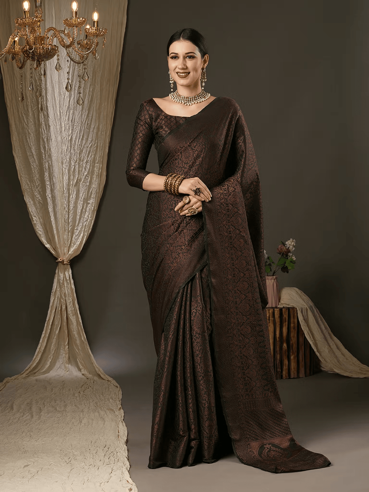 Woven Silk Saree for Special Occasions – Includes Unstitched Blouse - aromie