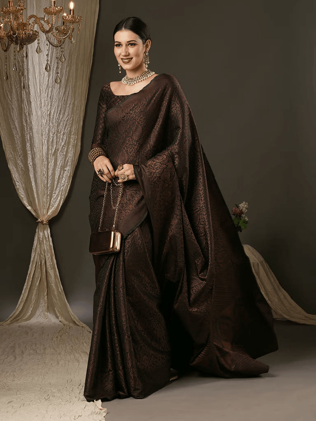 Woven Silk Saree for Special Occasions – Includes Unstitched Blouse - aromie